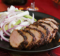 Balsamic Pork Fillet over Red Onions